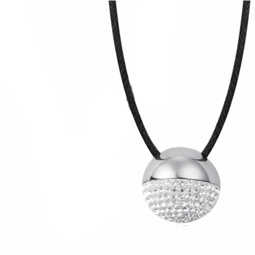 Stainless Steel Sphere Pendant With CZ Stones