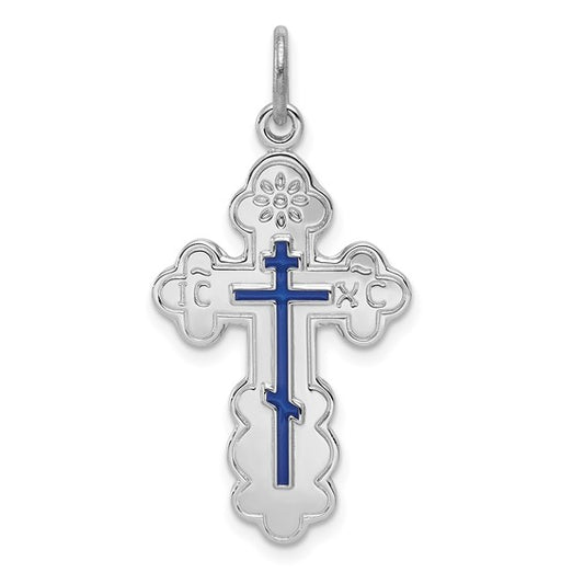 Orthodox Blue Enamel Cross Pendant