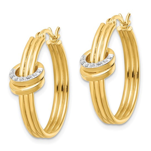 Gold plated Diamond Fancy Hoop Earrings