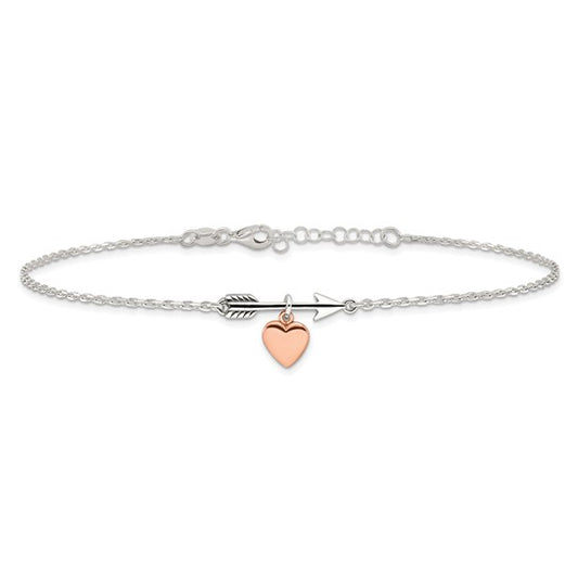 Arrow with Rose-tone Heart  Anklet
