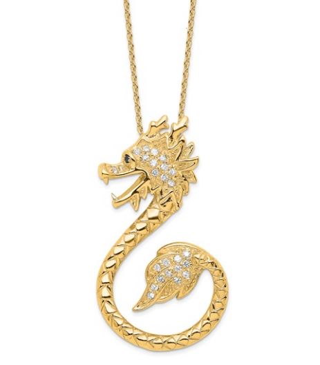 CZ Dragon Pendant Necklace