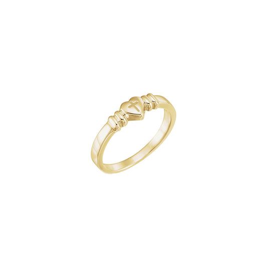 10K Yellow Heart with Cross Chastity Ring