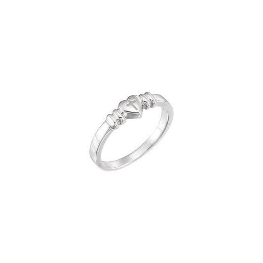 14K White Heart with Cross Chastity Ring