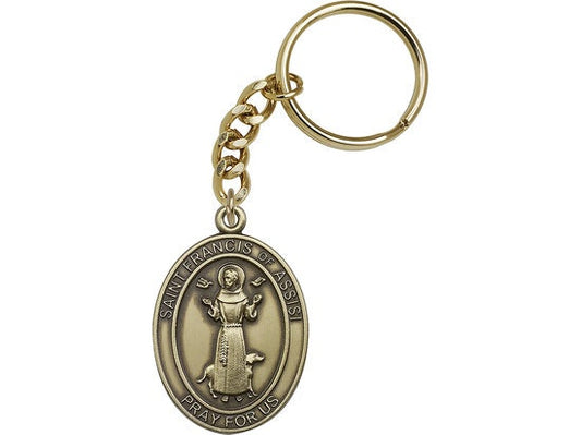 St. Francis of Assisi Keychain Gold Finish