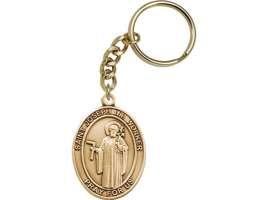 St. Joseph the Worker Keychain Gold Finish