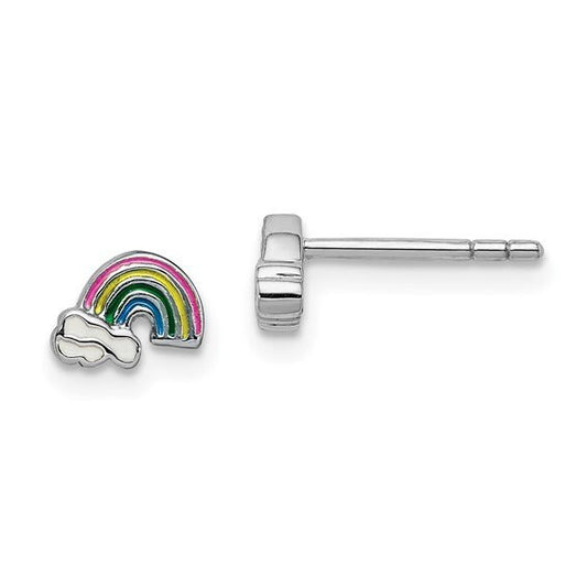 Sterling Silver Childs Enameled Rainbow Post Earrings