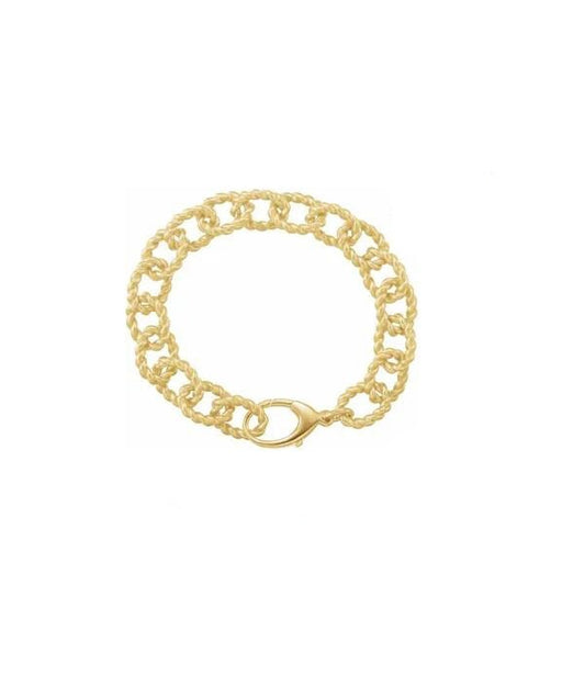 Gold Plated Sterling Silver Rope Design Link  Bracelet