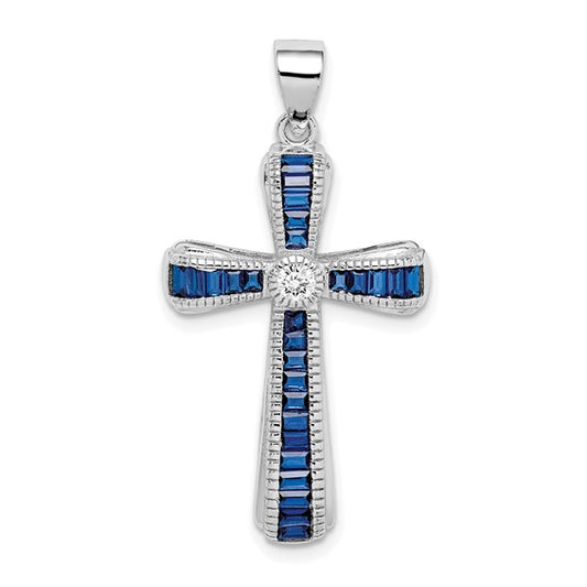 Blue Spinel Cross Pendant
