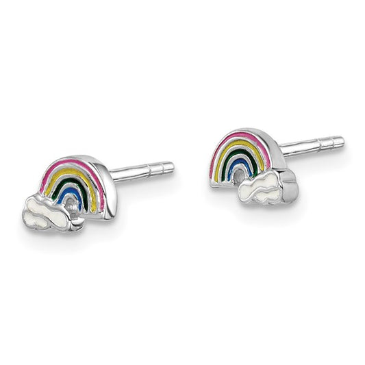 Rainbow and Clouds Children's Post Earrings