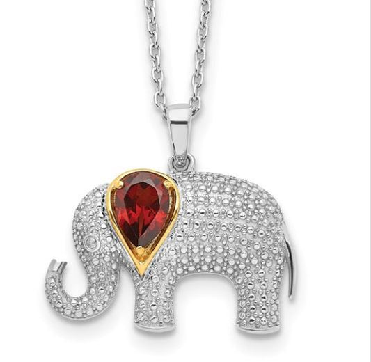 Gemstone & Diamond Elephant Necklaces