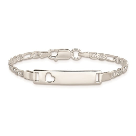 Heart with Cut-out  Bracelet Sterling Silver Baby ID