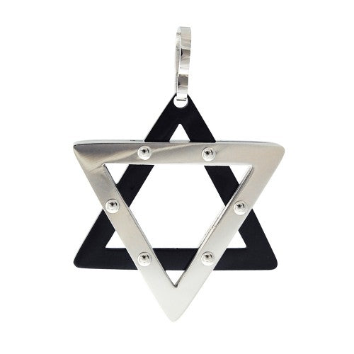 Stainless Steel and Black PVD Star Of David Pendant