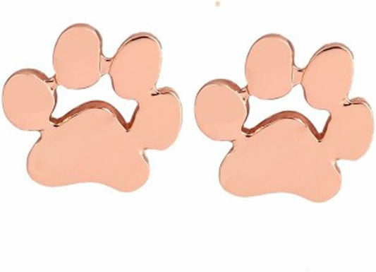 Paw Earrings, Women'S Stainless Steel Paw Stud Earrings (Pink)