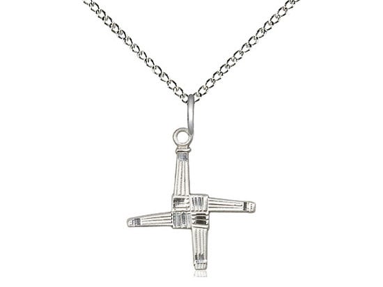St Brigid Cross Sterling Silver Pendant on a 18 inch Sterling Silver Light Curb Chain.