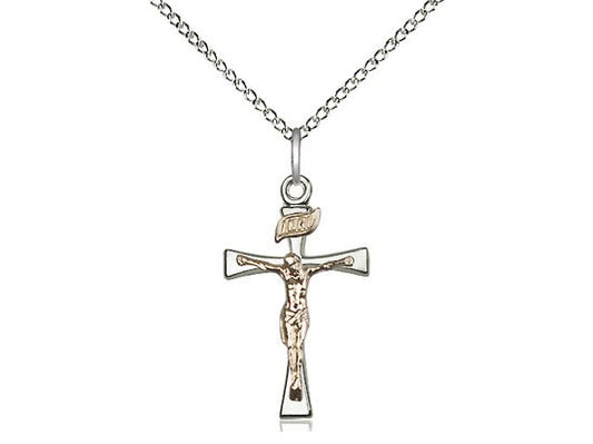 GF/SS Maltese Crucifix Pendant on a 18 inch Sterling Silver Light Curb Chain.