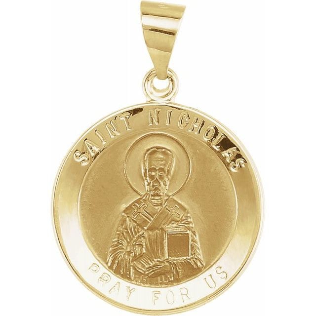 14K Yellow 18 mm Round Hollow St. Nicholas Medal