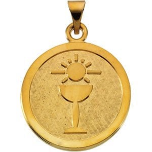 14K Yellow 23 mm Blessed Sacrament Pendant Medal