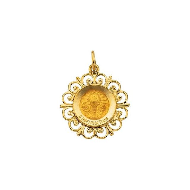14K Yellow 18 mm Round Confirmation Pendant Medal
