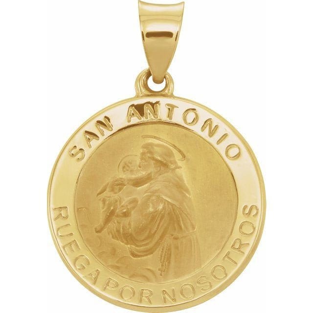 14K Yellow 18 mm Round Hollow Spanish St. Anthony Medal