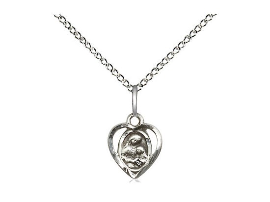 St Anne Sterling Silver Pendant on a 18 inch Sterling Silver Light Curb Chain.