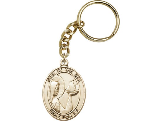 Our Lady Star of the Sea Keychain Gold Finish