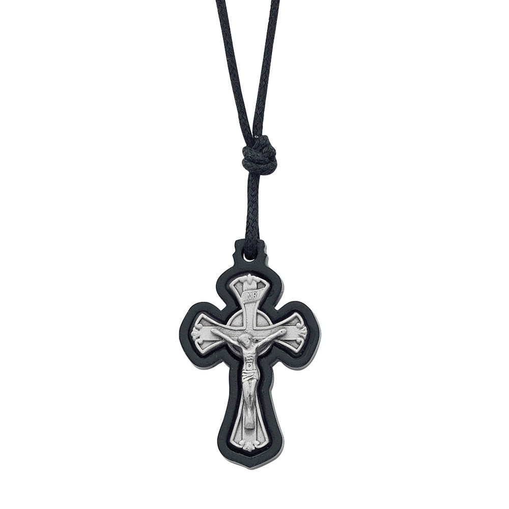 Crucifix Black Wood Pewter Crucifix
