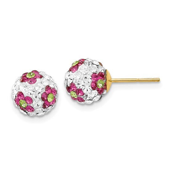14k Crystal Pink Flowers  Earrings