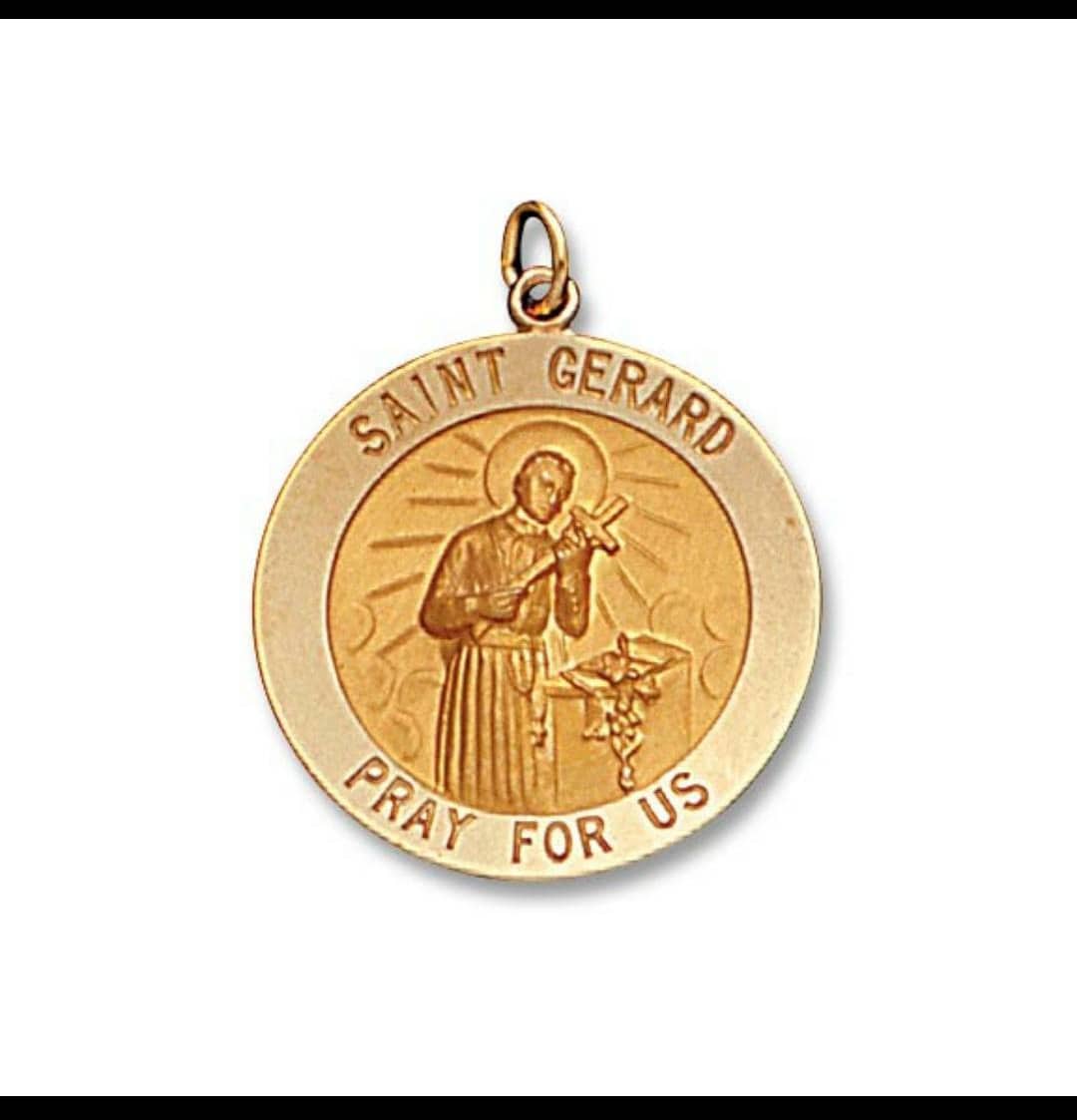14K Yellow 1" Round Solid St. Gerard Medal