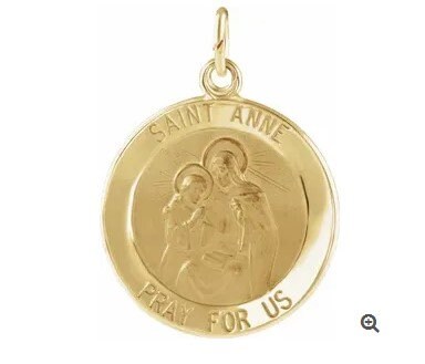 14K Yellow 12 mm St. Anne Medal