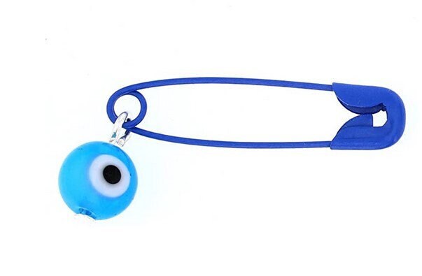 Evil Eye Charm with Safety Pin to Hook