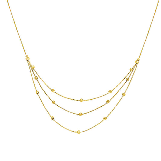 14K Yellow Gold Beaded Necklace