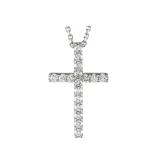 14K White Gold Diamond Petite Cross
