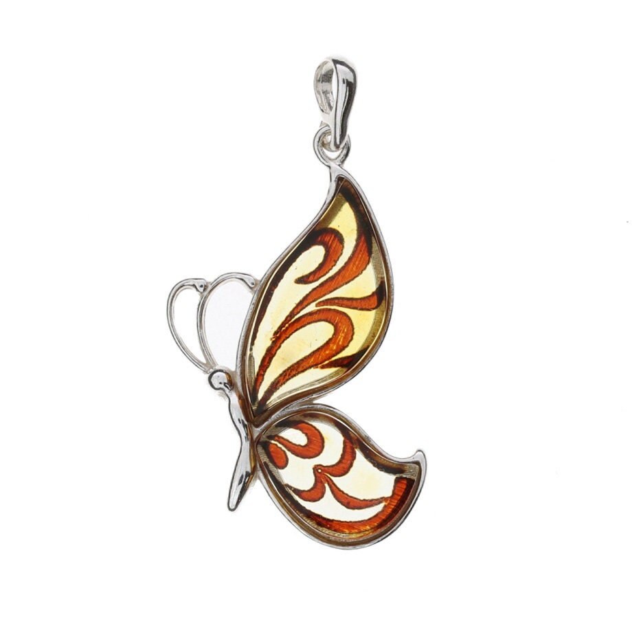 Amber Cameo Butterfly Pendant