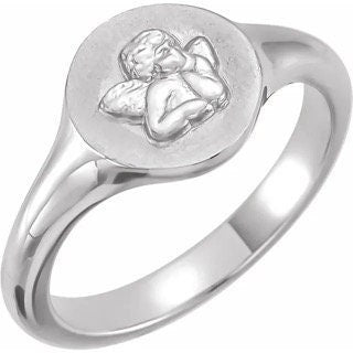Cherub Angel Pinky Ring Sterling Silver