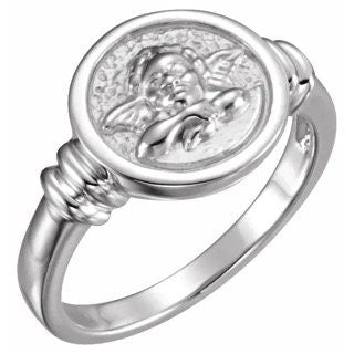 Cherub Angel Ring Sterling Silver 12.2 mm
