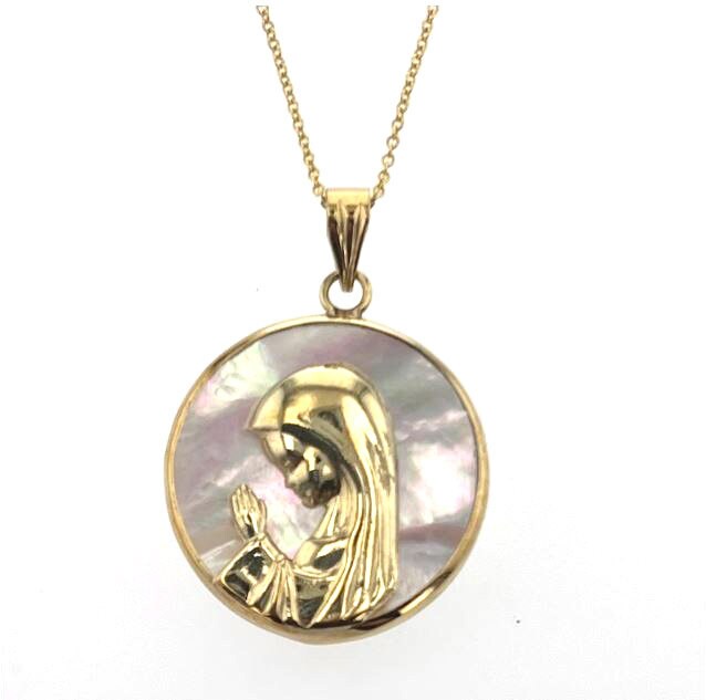 14K Yellow gold Virgin Mary pendant