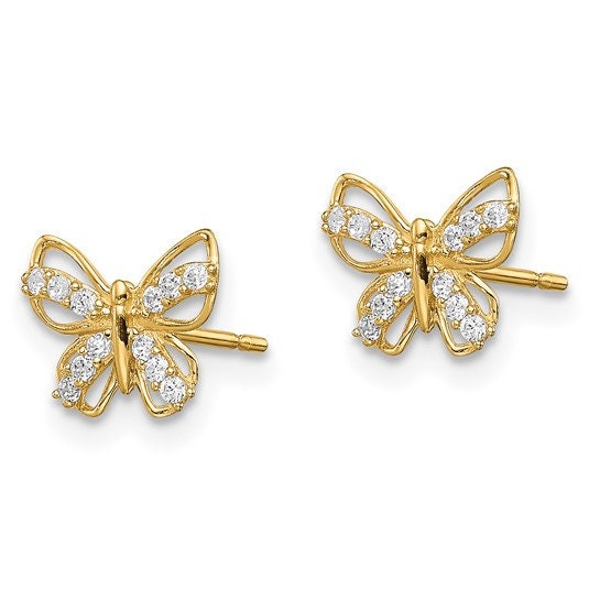 14k Butterfly CZ Stud Earrings