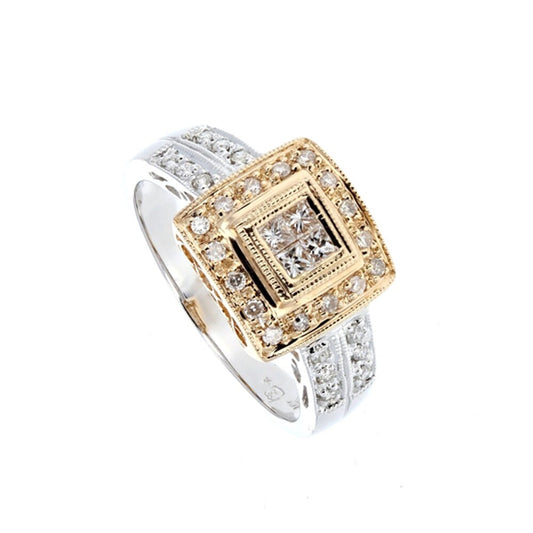 14K Yellow & Rose gold Diamond Ring