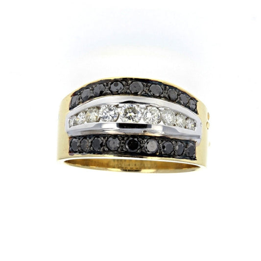 18K Yellow gold Diamond & Black Diamond Ring